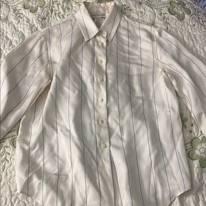 Jones New York Cream Shirt with Blue Stripes